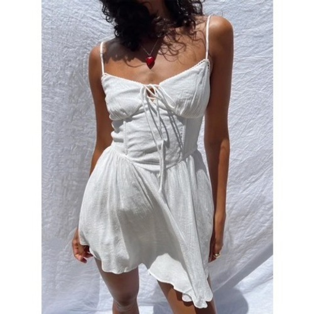 NWT Princess Polly White Ryrie Mini Dress Size US 2 Fairycore‎ Girly Beach